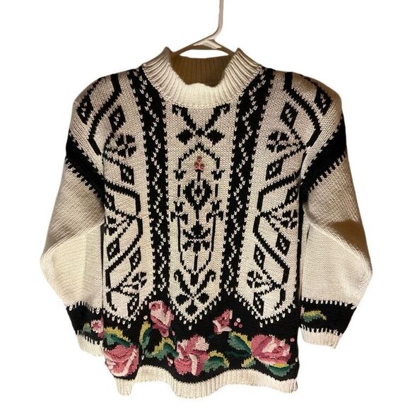 Rebecca Stone Vintage 80’s Knit Floral Sweater, Medium - Picture 1 of 14